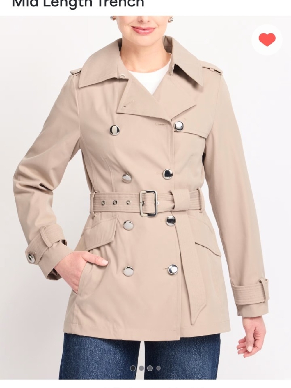 kate spade Beige Double-Breasted Mid-Length Trench Coat